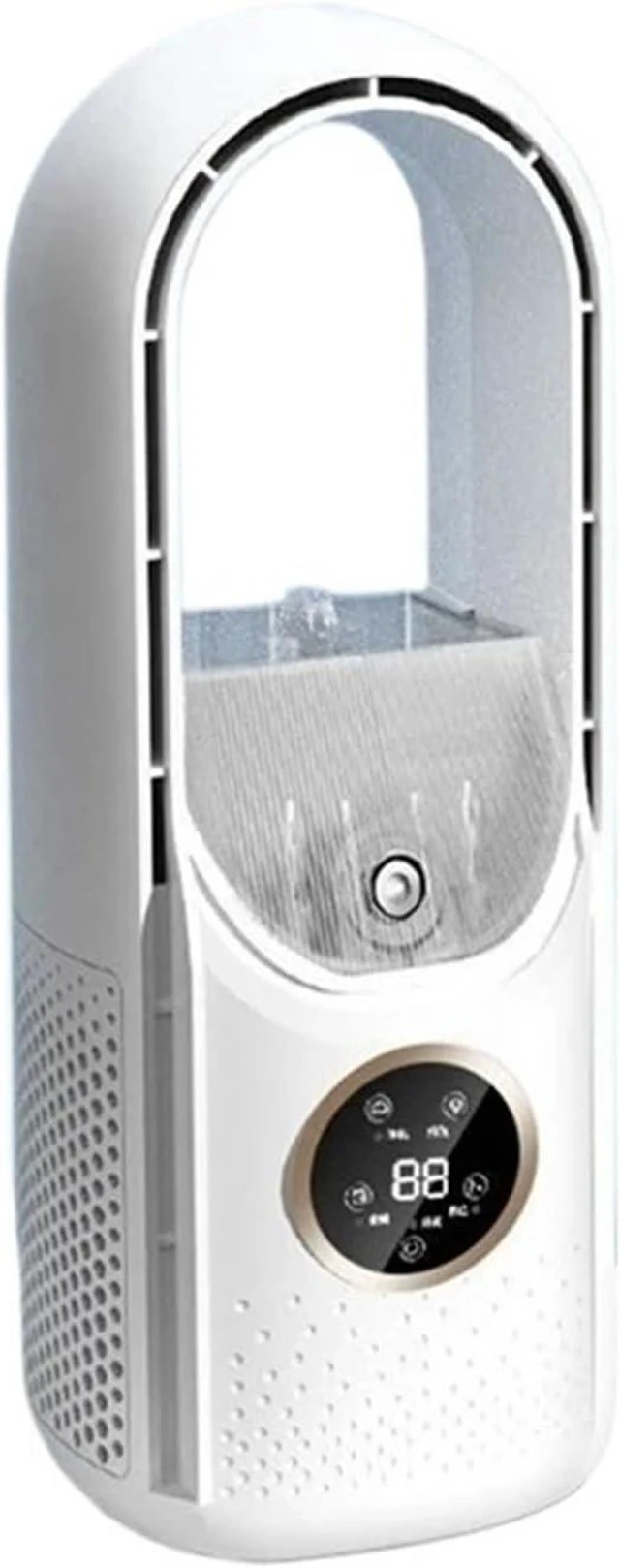 Alt view image 2 of 4 - Leafless USB Fan 6 Speeds Timer Portable Air Cooler Humidifier | Bladeless portable fan, 6 wind speeds, timer, silent operation, cooling & humidifying function.(WHITE)