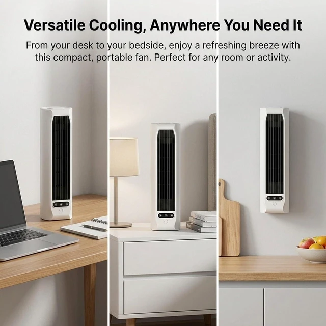 Alt view image 5 of 7 - Fan with 3 Speeds USB Lightweight Quiet Multipurpose Wall Desk Fan for Desktop Living Room Outdoor Home Bedroom, White