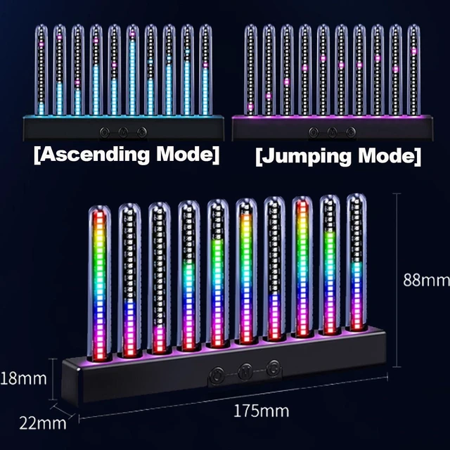 Alt view image 6 of 7 - RGB Audio Level Bar Display Analyzer Board, Led Music Spectrum Display, 8 Mode Adjustable, Intelligent Start and Stop, Built-in Pickup Microphone, for Car, Studio, Gaming Room, Home,