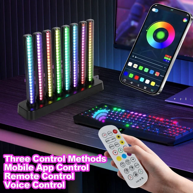 Alt view image 2 of 7 - Led Music Spectrum Display, RGB Audio Level Bar Display Analyzer Board with Remote Control, 6 Mode Adjustable, 16 Colors, Stepless Brightness Adjustment, for Studio, Gaming Room, Home,