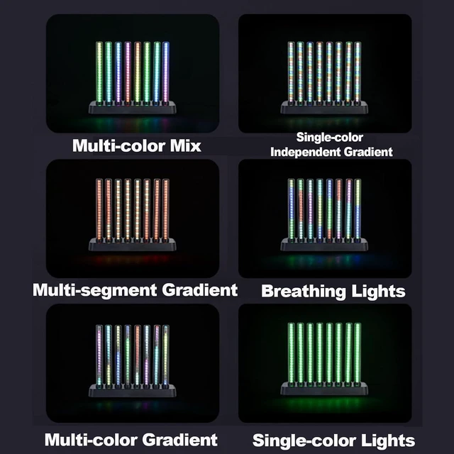 Alt view image 3 of 7 - Led Music Spectrum Display, RGB Audio Level Bar Display Analyzer Board with Remote Control, 6 Mode Adjustable, 16 Colors, Stepless Brightness Adjustment, for Studio, Gaming Room, Home,
