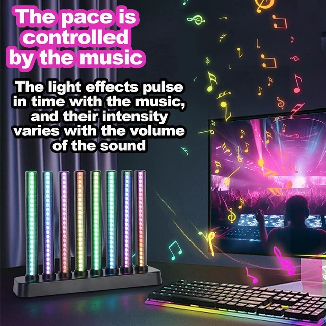 Alt view image 4 of 7 - Led Music Spectrum Display, RGB Audio Level Bar Display Analyzer Board with Remote Control, 6 Mode Adjustable, 16 Colors, Stepless Brightness Adjustment, for Studio, Gaming Room, Home,