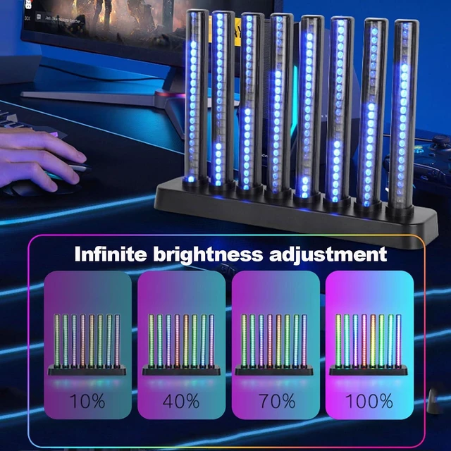 Alt view image 6 of 7 - Led Music Spectrum Display, RGB Audio Level Bar Display Analyzer Board with Remote Control, 6 Mode Adjustable, 16 Colors, Stepless Brightness Adjustment, for Studio, Gaming Room, Home,