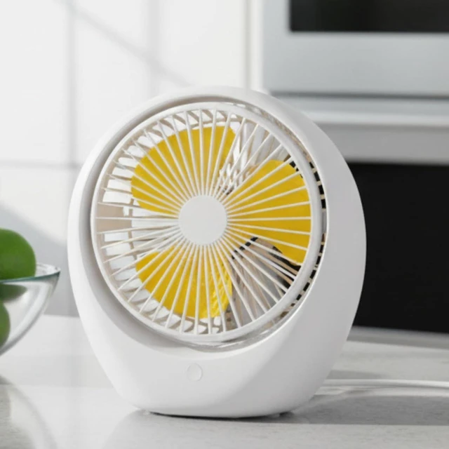 Alt view image 4 of 7 - Adjustable, Portable, USB Rechargeable, Quiet Table Fan Made of PP Material, Suitable for Student Residences, Homes and, White Yellow