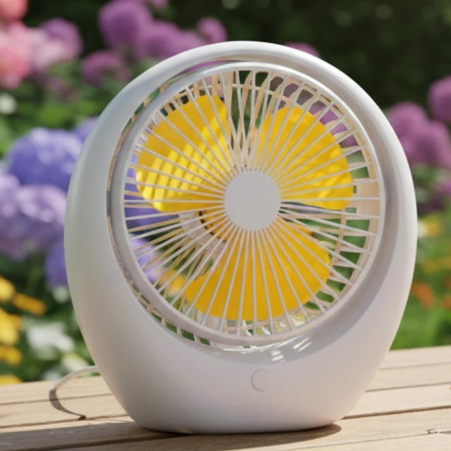 Alt view image 7 of 7 - Adjustable, Portable, USB Rechargeable, Quiet Table Fan Made of PP Material, Suitable for Student Residences, Homes and, White Yellow