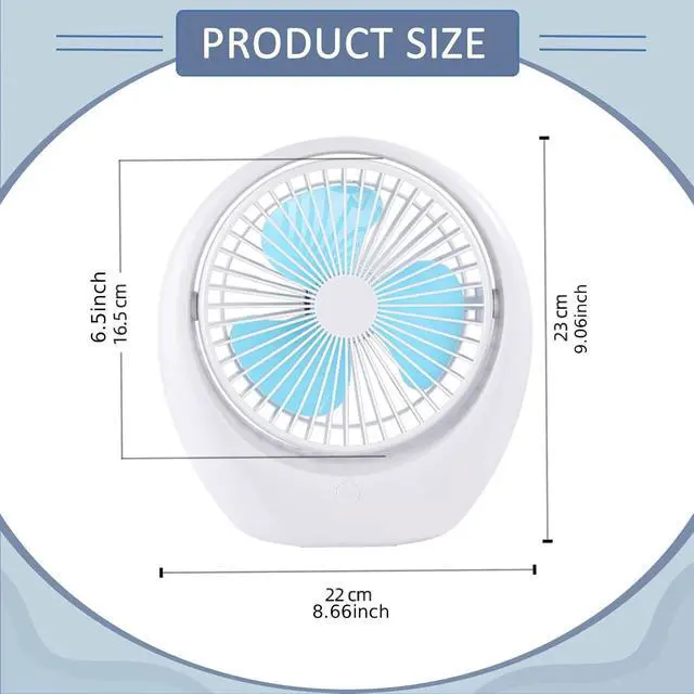 Alt view image 2 of 7 - Portable Table Fan, USB Cooling, Settings, Low Noise, Air Circulation, Air for Office, Home, Bedroom, White Blue