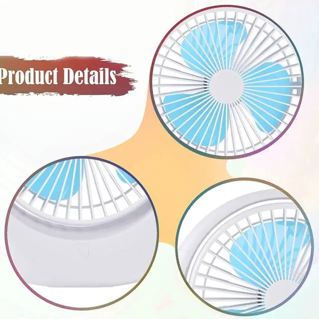 Alt view image 3 of 7 - Portable Table Fan, USB Cooling, Settings, Low Noise, Air Circulation, Air for Office, Home, Bedroom, White Blue