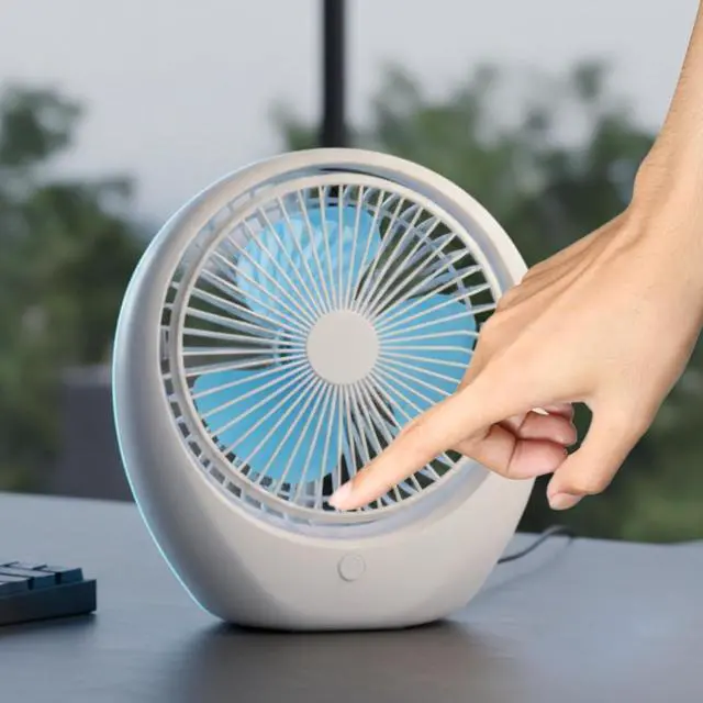 Alt view image 4 of 7 - Portable Table Fan, USB Cooling, Settings, Low Noise, Air Circulation, Air for Office, Home, Bedroom, White Blue