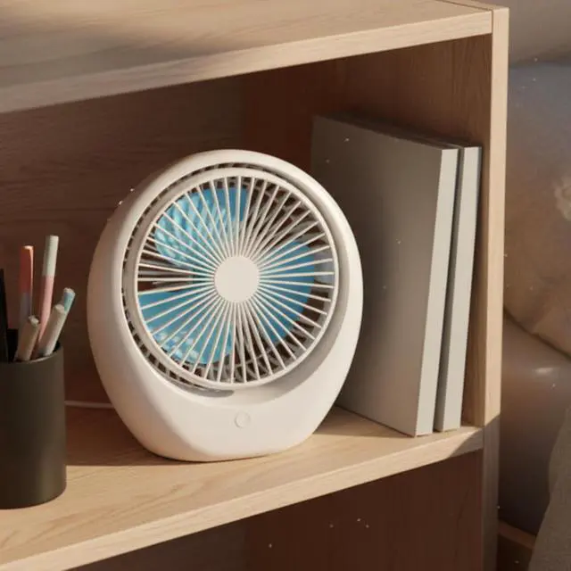 Alt view image 7 of 7 - Portable Table Fan, USB Cooling, Settings, Low Noise, Air Circulation, Air for Office, Home, Bedroom, White Blue
