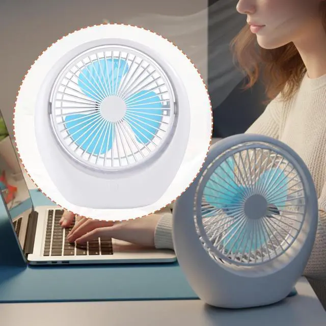 Alt view image 5 of 7 - Portable Table Fan, USB Cooling, Settings, Low Noise, Air Circulation, Air for Office, Home, Bedroom, White Blue