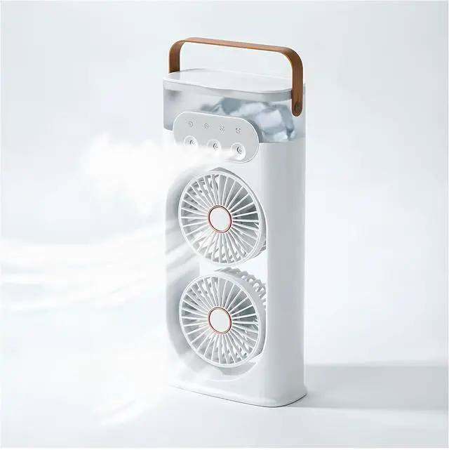 Main image of 40db Quiet Bedroom Fan Triple-Nozzle Dual-Head Humidifying Spray Aromatherapy Sleep 180° Wide-Angle Airflow For Home Room Office,white