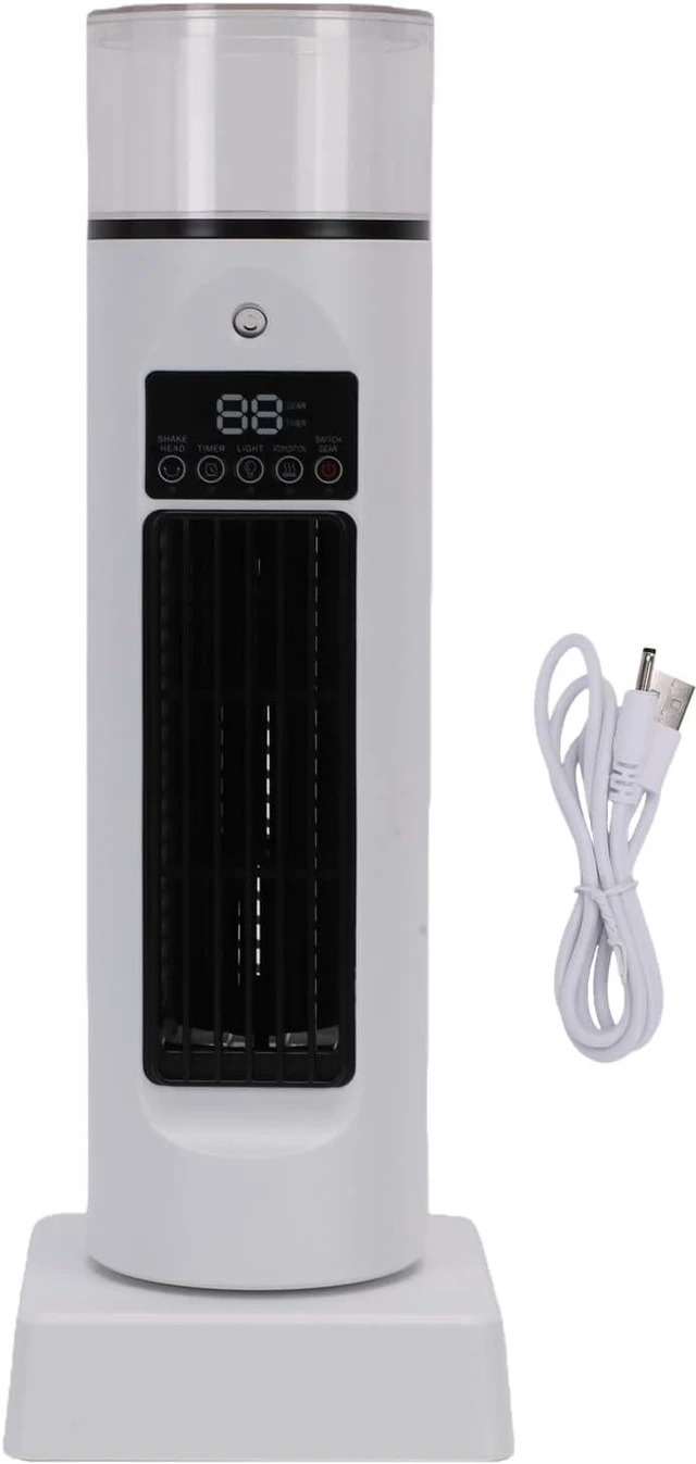 Alt view image 5 of 7 - Tangxi USB Tower Fan Bladeless | 6 Speed Adjustable Timer, Wide Oscillation, Misting Humidifier Desk Fan for Kitchen Office