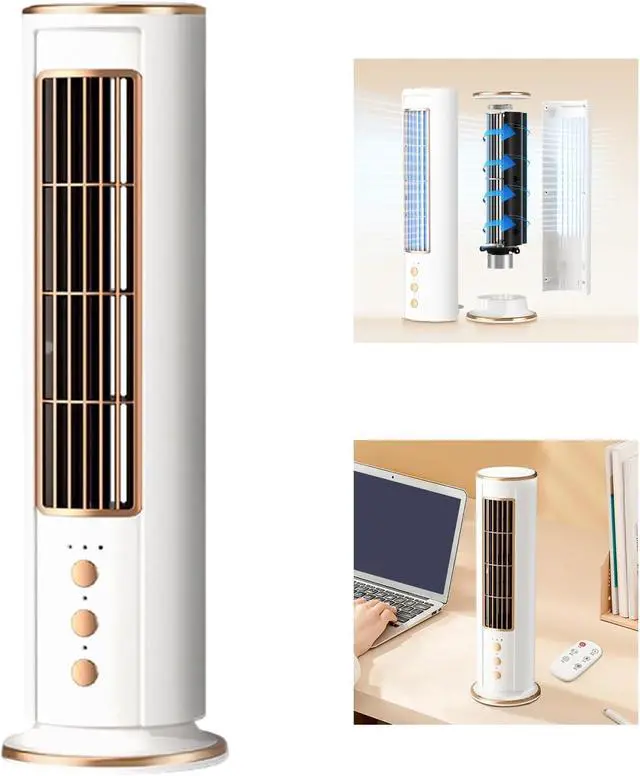 Alt view image 2 of 7 - Room Fan USB Rechargeable Tower Fan 3 Speed and Oscillation with Remote Control, for Desk, Dorm, Bedroom, and Study Spaces Desk Tower Portable Usb Rechargeable Remote Control Bedroom Desktop