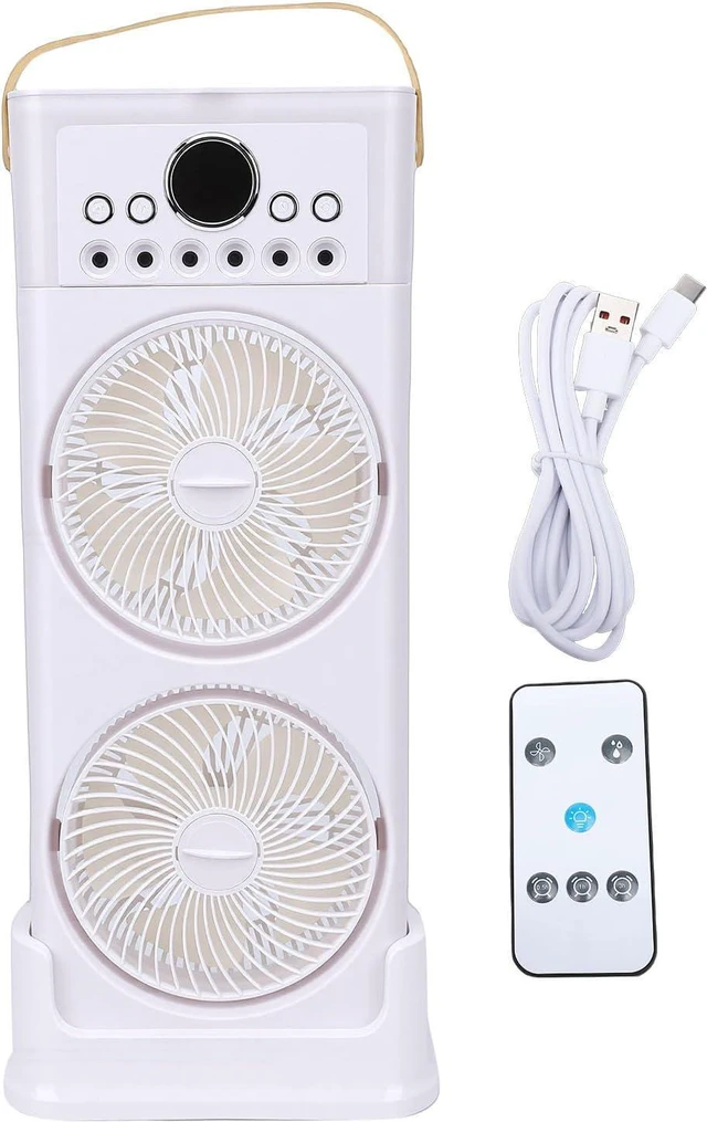 Main image of Socobeta Dual Fan Misting Fan with 6 Nozzles 360 Rotation 2400mAh Battery for Home Office Outdoor Cooling
