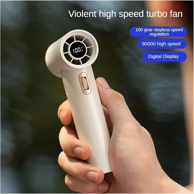 Alt view image 5 of 5 - Handheld Fan, Handheld Portable Multifunctional Mini Bladeless Fan, 100 Wind Speed, USB Rechargeable,for Travel, Office(Gray)