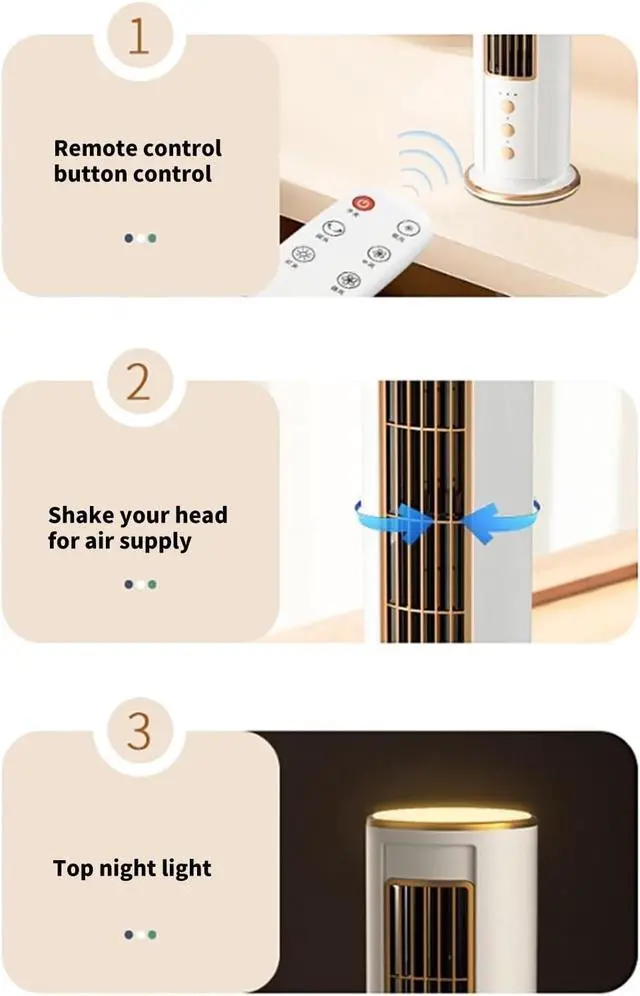 Alt view image 6 of 7 - PANGBOER Cordless Desk Fan USB Rechargeable Tower Fan with Remote Control, 3 Speeds and Oscillating for Bedroom, Dorm, or Study Use Desk Tower Portable Usb Rechargeable Remote Control Bedroom Desktop