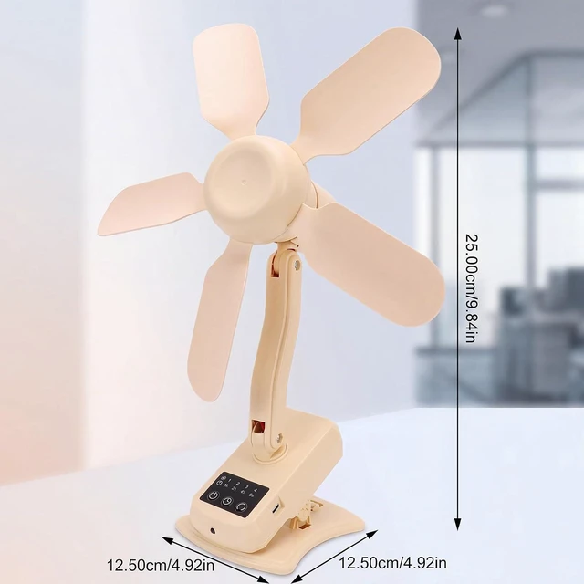 Alt view image 5 of 7 - Rengue Remote Control USB Clip Fan, ABS Rechargeable Desk Fan with 4000mAh Battery, 3 Speeds, 90° Oscillation, LED Display for Office Bedroom Patio