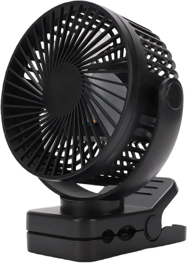 Alt view image 6 of 7 - Domary Magnetic Clip Fan Portable USB Fan Travel Rechargeable 12000mAh Battery Remote 3 Speeds 360 Rotation LED Light Timer for Cruise Ship Golf Cart RV (Black)