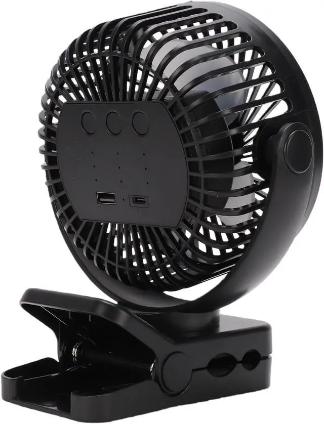 Alt view image 3 of 7 - Domary Magnetic Clip Fan Portable USB Fan Travel Rechargeable 12000mAh Battery Remote 3 Speeds 360 Rotation LED Light Timer for Cruise Ship Golf Cart RV (Black)