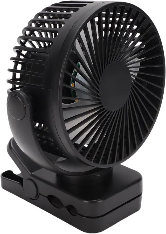 Alt view image 7 of 7 - Domary Magnetic Clip Fan Portable USB Fan Travel Rechargeable 12000mAh Battery Remote 3 Speeds 360 Rotation LED Light Timer for Cruise Ship Golf Cart RV (Black)