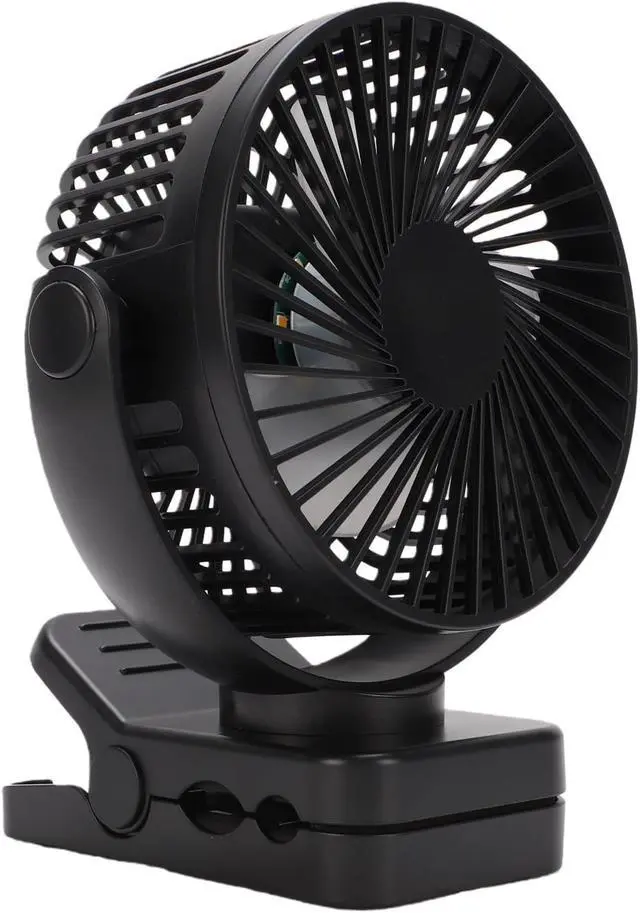 Alt view image 2 of 7 - Domary Magnetic Clip Fan Portable USB Fan Travel Rechargeable 12000mAh Battery Remote 3 Speeds 360 Rotation LED Light Timer for Cruise Ship Golf Cart RV (Black)
