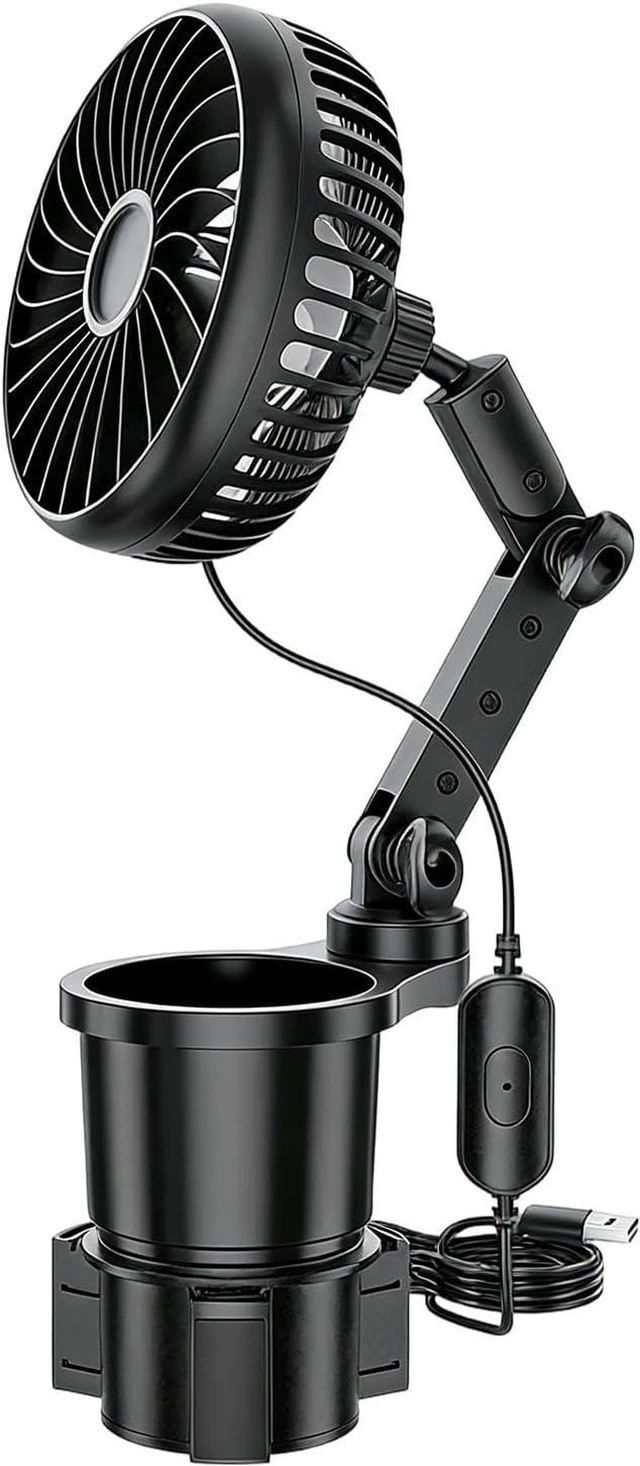 Alt view image 7 of 7 - 2 in 1 USB Car Fan and Cup Holder Expander with 360 Swivels