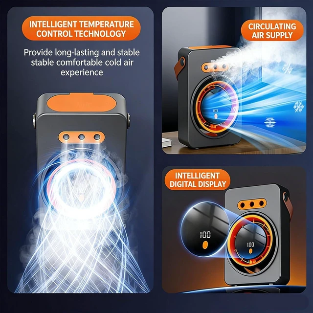 Alt view image 4 of 7 - Compact Triple Function USB Desktop Fan with 100 Speed Choices and Water Feature for Home Area Cooling and Refreshing Fan
