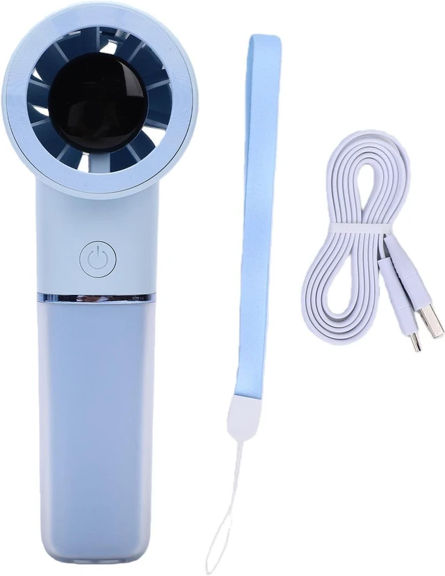 Alt view image 5 of 7 - Fabater Portable Handheld Fan USB Rechargeable Compact Fan for Travel Makeup Use Blue 4500mAh Battery