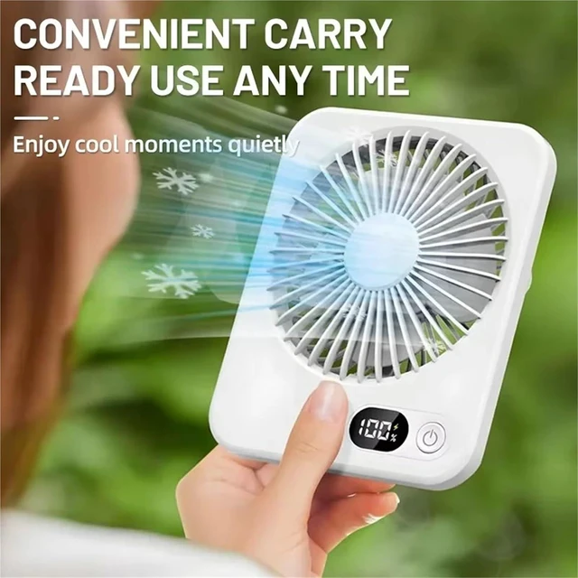 Alt view image 4 of 4 - Portable Fan Handheld, USB Rechargeable Fan Portable Mini Desk Wall Handheld Foldable Black