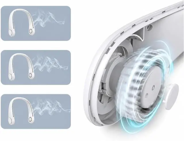 Alt view image 4 of 6 - Ventilateur de cou, Hands Free Neck Fan Portable USB Rechargeable,pour les Voyages/Activités de plein air