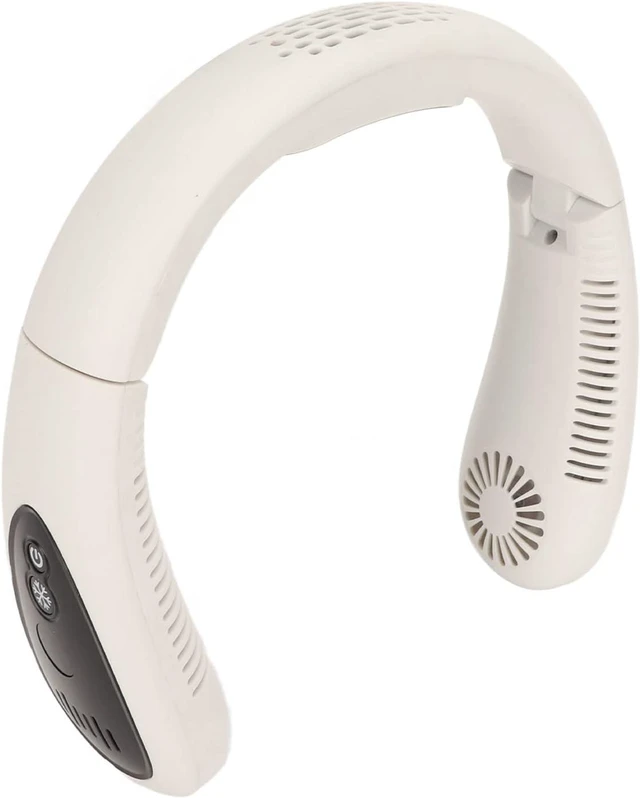 Alt view image 2 of 7 - GOWENIC Bladeless Neck Fan USB Rechargeable 360 Degree Air Outlet, 3 Adjustable Levels LED Display Wearable Fan for Outdoor Sports Travel, Portable Personal Cooling, White