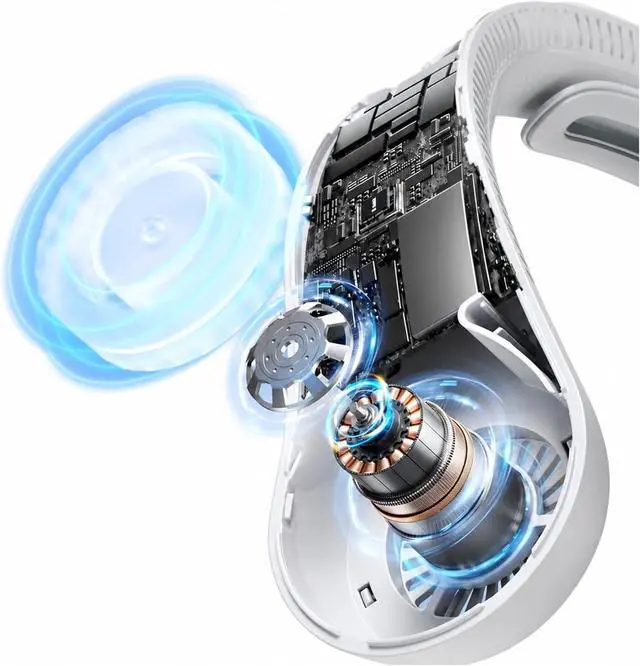 Alt view image 3 of 7 - Ventilateur de cou, Portable Neck Fan FA14X 5000mAh,pour les Voyages/Activités de plein air