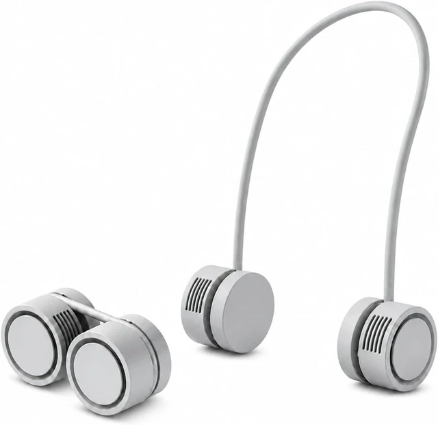 Main image of Ventilateur de cou, Hanging Neck Fan Portable Cooling USB Leafless Neckband,pour les Voyages/Activités de plein air