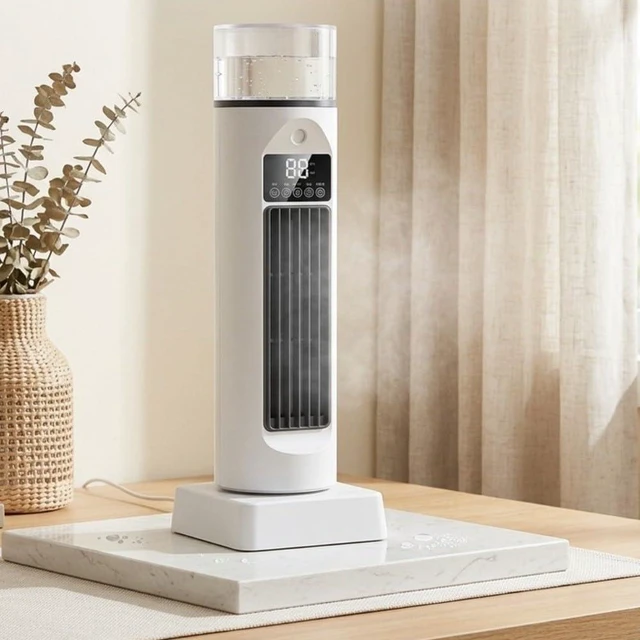 Alt view image 5 of 7 - Leafless Spray Fan, Bladeless Air Cooler with Water Mist, Portable USB Desk Cooling Fan for Office Home Bedroom, Compact White Design(White)