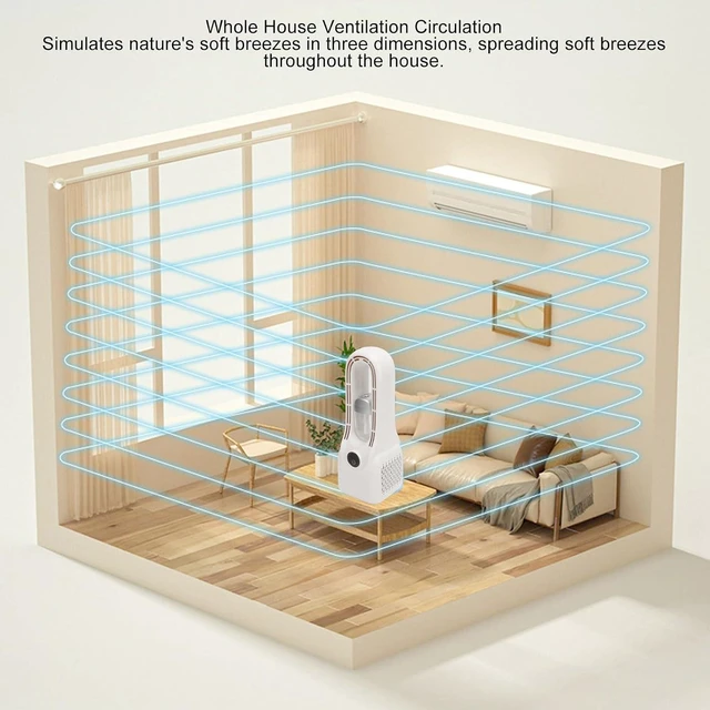 Alt view image 6 of 7 - USB Bladeless Fan 6 Speed Misting Quiet, Rechargeable Table Cooler with 150ml Humidifier and 5 Color Night Light for Bedroom Office