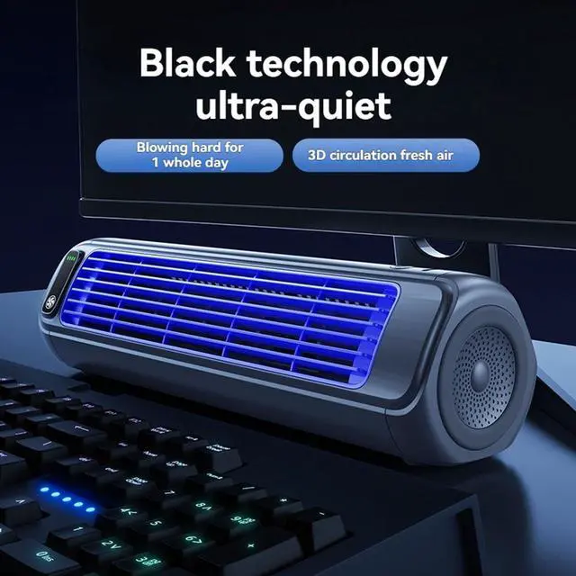 Alt view image 4 of 6 - Compact Fan 3- Quiet Desk - Wall Mountable Battery USB for Office Desktop