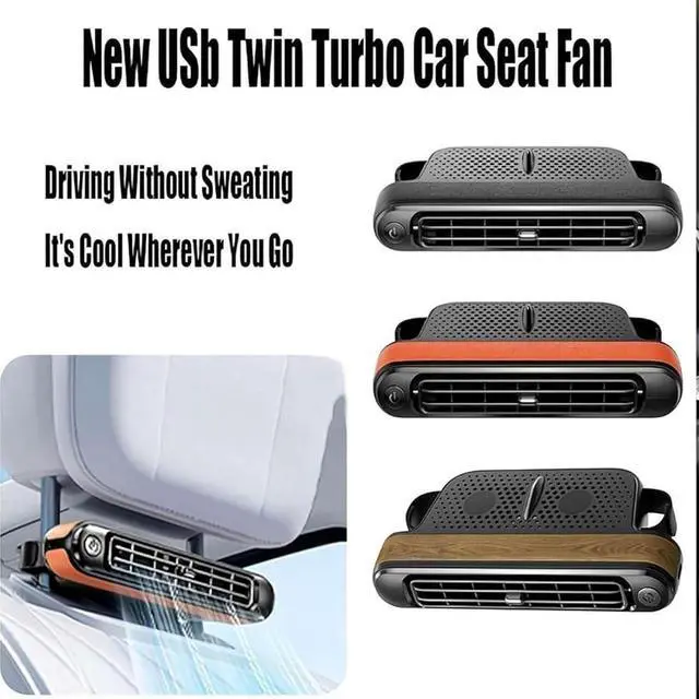 Alt view image 2 of 7 - Car Seat Cooling Fan USB Headrest Compatible with Front Rear 3-Speed Adjustable Quiet Vehicle Compatible with All Cars