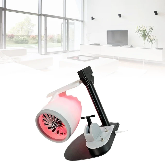Alt view image 2 of 7 - AUNMAS 2 in 1 USB Desktop Fan PLA 3D Printed Desk Fan with Mist Humidifier Adjustable Speed Light Effect for Bedroom Office Home Small Room Travel Use (Red)
