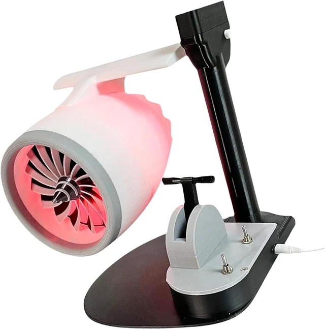 Alt view image 5 of 7 - AUNMAS 2 in 1 USB Desktop Fan PLA 3D Printed Desk Fan with Mist Humidifier Adjustable Speed Light Effect for Bedroom Office Home Small Room Travel Use (Red)