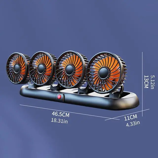 Alt view image 3 of 7 - Powerful 3 Speed USB Desk Fan 4 Head Small Electric Fan Perfect for Car with Quiet Operations and Safe Design Foldable Car Cooling