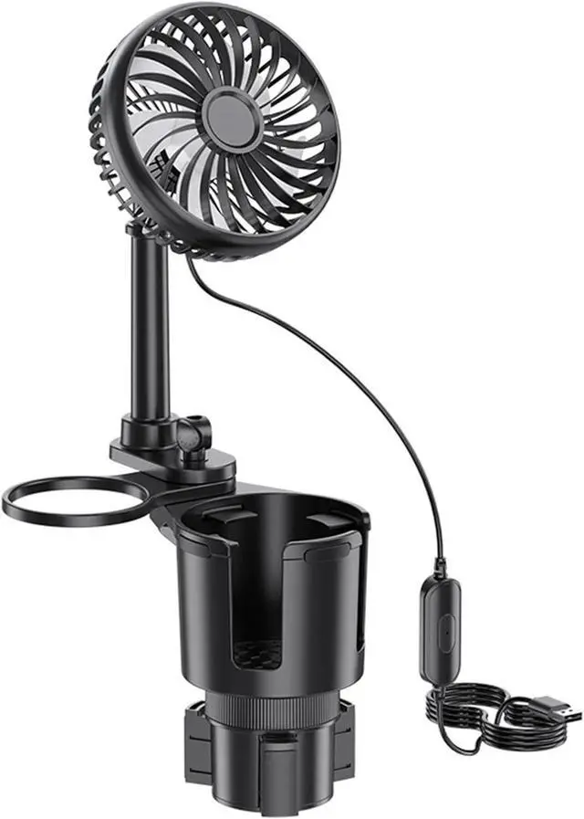 Main image of Car Cup Holder USB Fan with 3 Speed Setting 360 Degree Rotation and Adjustable Base for SUV Truck Car Cooling Fan