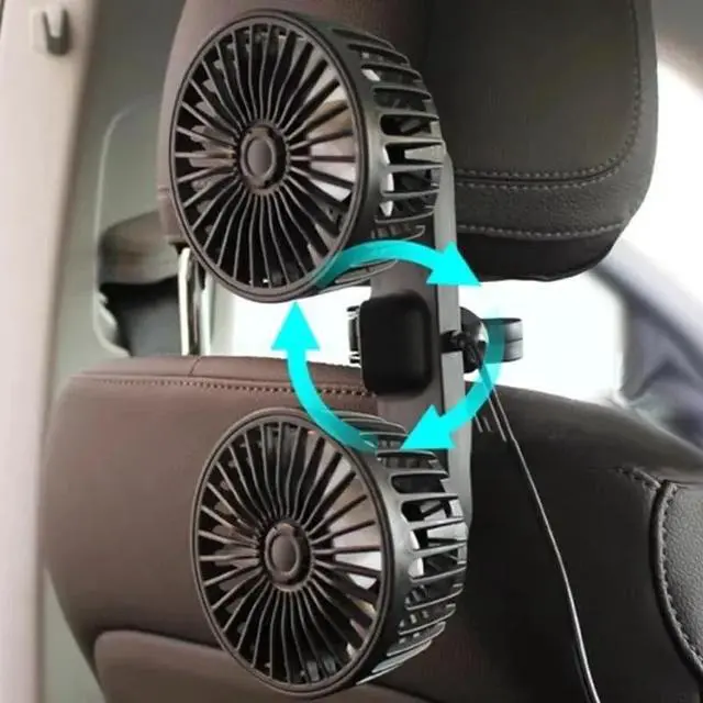 Alt view image 3 of 7 - Dual Head Car Fan for Hyunda Elantra Sonata | 30% Stronger Airflow Car Cooling Fan For Summer Trips Featuring 360 Degree Dual Rotation And Firm Soft Rubber Clip