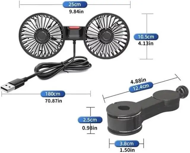 Alt view image 4 of 7 - Dual Head Car Fan for Hyunda Elantra Sonata | 30% Stronger Airflow Car Cooling Fan For Summer Trips Featuring 360 Degree Dual Rotation And Firm Soft Rubber Clip