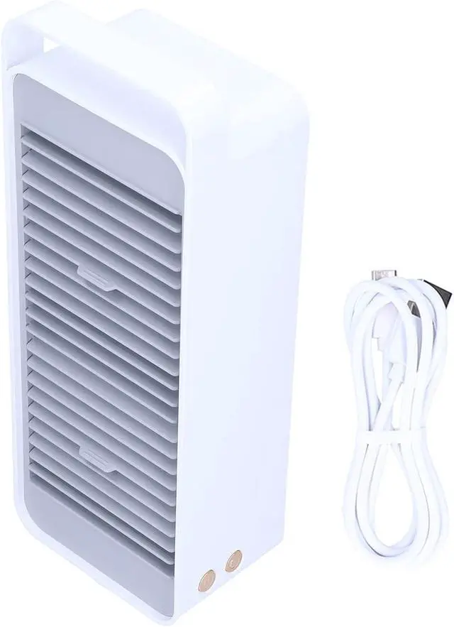 Alt view image 6 of 7 - Double Head USB Fan, 4800mAh Battery Operated Circulating Fan with 3 Speeds, Quiet Desktop for Home Office Dormitory (White)