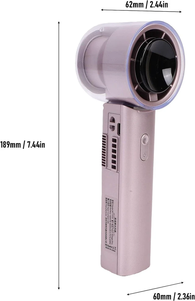 Alt view image 7 of 7 - Diydeg Handheld Fan, 12800RPM USB Rechargeable Foldable Portable Fan with 6 Gear Speeds and 4500mAhBattery, Quiet Personal for Outdoor, Office, Home, Travel and Beach (Purple)