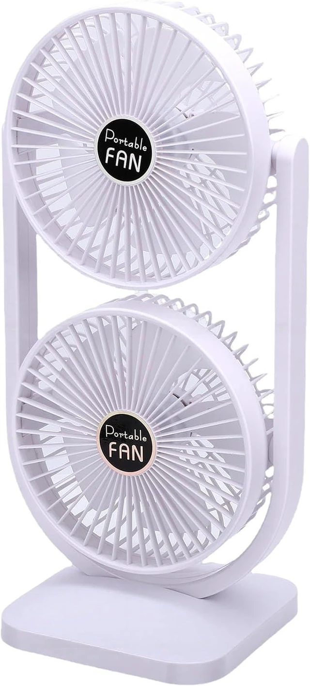 Alt view image 3 of 7 - Walfront Dual Head Desk Fan, ABS USB Rechargeable Portable Fan with 3000mAh