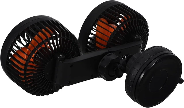Main image of MERRYHAPY Rechargeable Dual Head Car Fan with 3-Speed Adjustable and 360° Rotation, USB Powered Cooling Fan