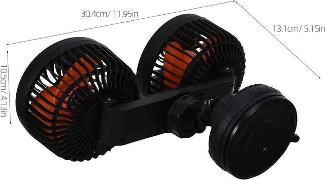 Alt view image 2 of 7 - Toddmomy Dual Head Suction Cup Car Fan with 4000mah Battery, 3-speed Adjustable and 360° Rotation for Golf
