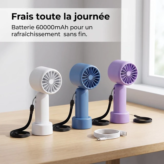 Alt view image 4 of 7 - Portable Fan, Handheld Fan with Semiconductor Cooling, Foldable Mini Fan, USB-C Rechargeable for Office & Outdoor