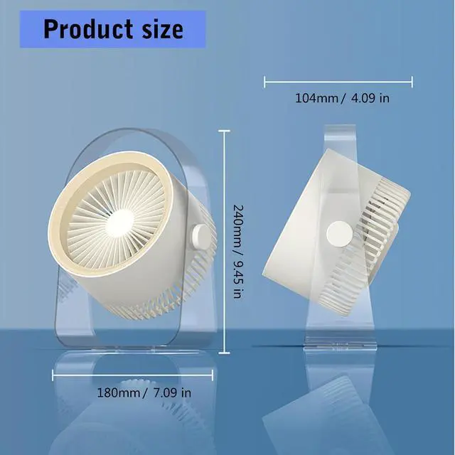 Alt view image 3 of 7 - Portable Fan, Electric for Desk or Bedroom Nightstands Cooling Device with 2000mAh Battery Portable(White)